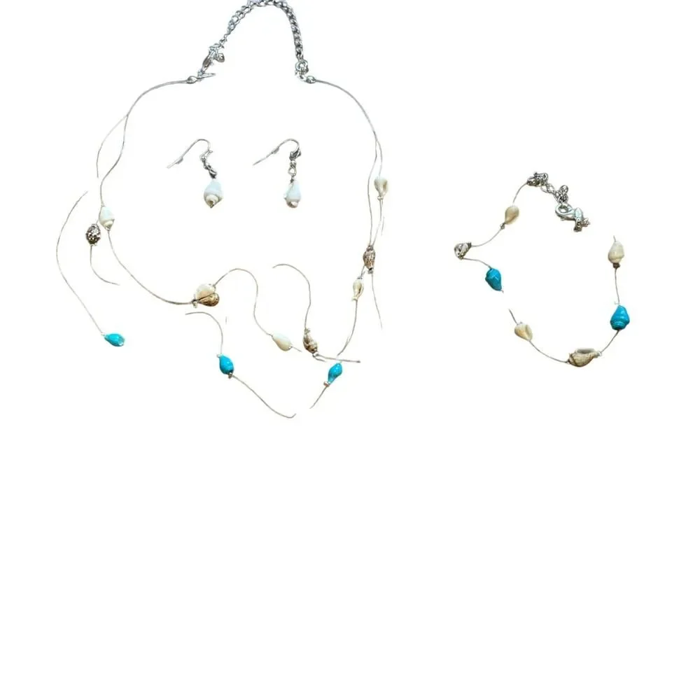 Avon Shell Illusion Necklace Earring Bracelet Jewelry‎ Gift Set